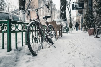 Bicycle on winter streets