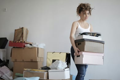 Woman moving furniture